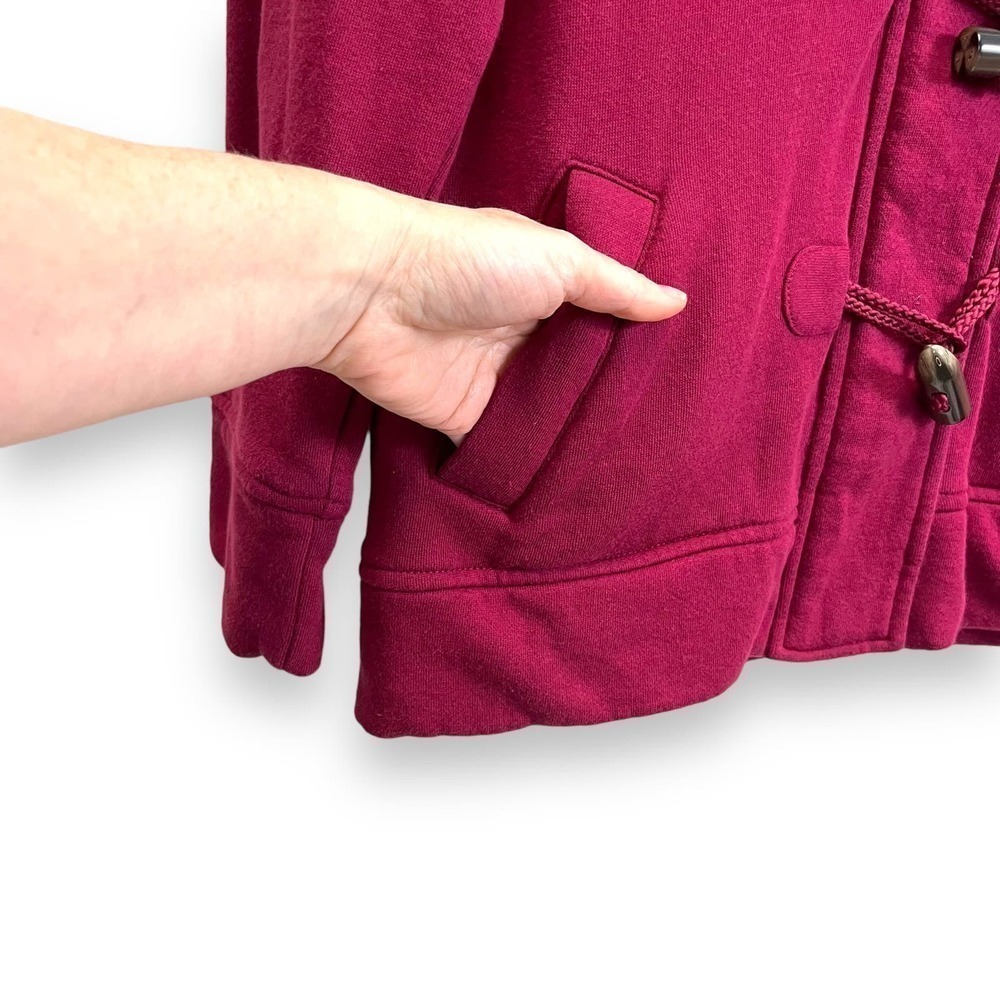 Sport Savvy Jacket Womens Extra Small Toggle Hooded Cotton Red Duffle Chore Coat - Picture 3 of 12